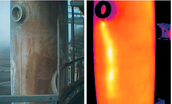 熱力管道薄壁處溫度明顯不同